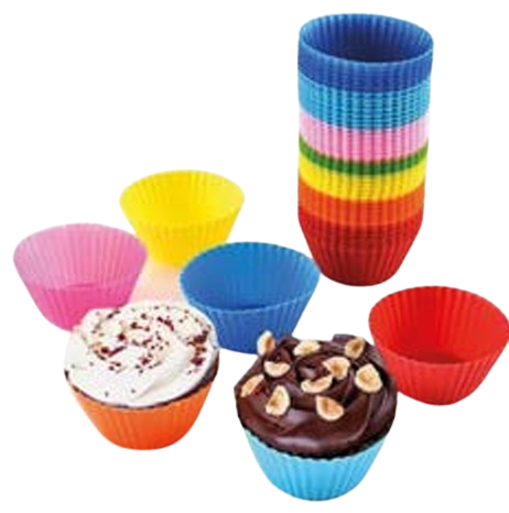 Conjunto de 12 Formas de Silicone Mini Cupcake