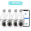 Kit com 4 Câmeras Lâmpadas de Segurança IP Wi-Fi 360° Full HD