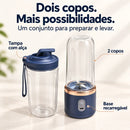 Conjunto do mini liquidificador com dois copos.
