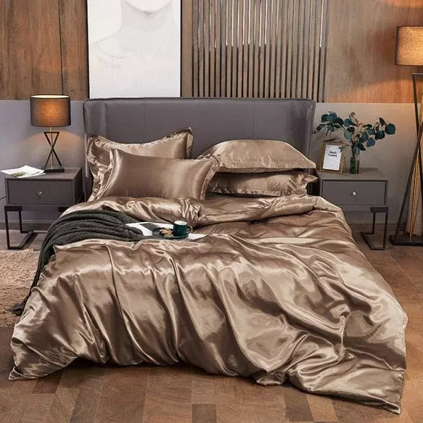Conjunto de Roupas de Cama de Cetim Funnry™ 4 Peças / Luxo & Requinte para seu quarto!
